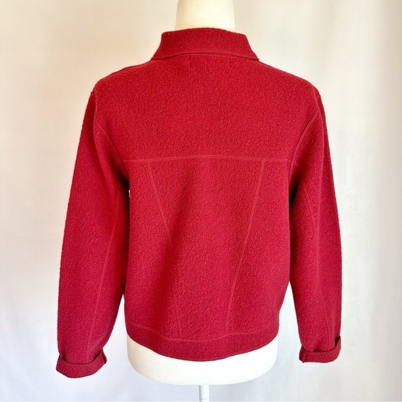 Jones New York Country Deep Red 100% Wool Button Carigan Sweater Jacket Medium - Picture 10 of 13